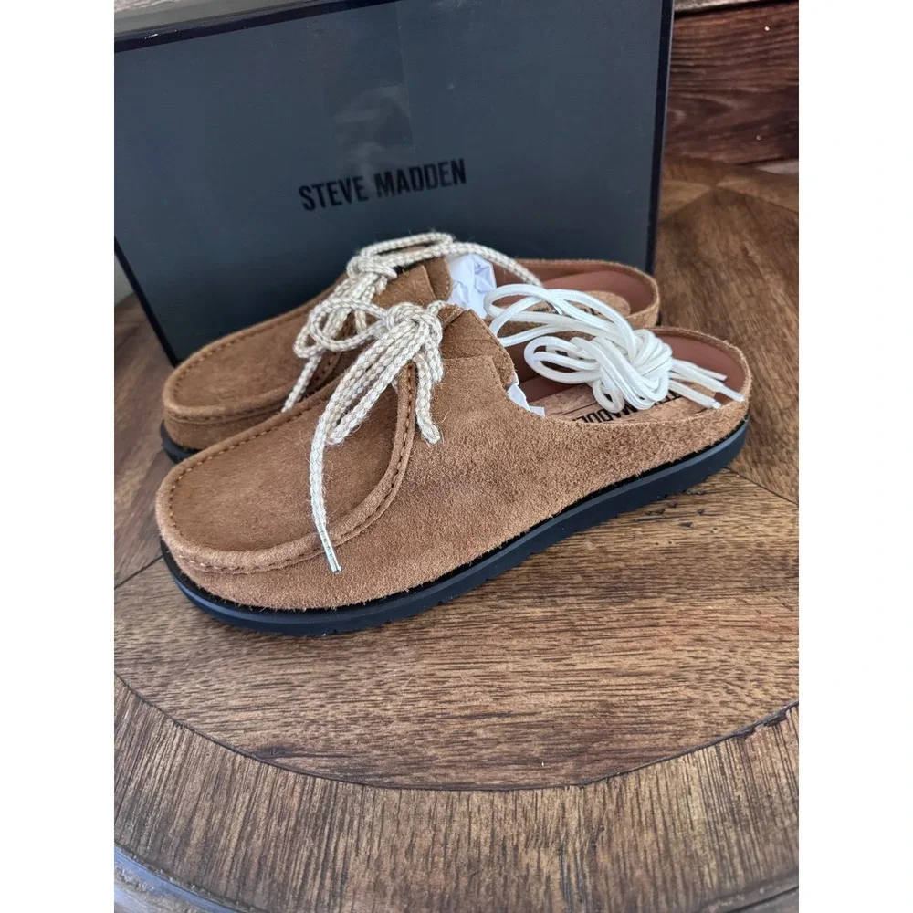 Steve Madden Sailor Tan Suede Moc Toe Mules Mens Size 12 Slip On Shoes New